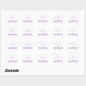 Sticker Rond Baby shower Eléphant violet et gris Favoriser (Feuille)