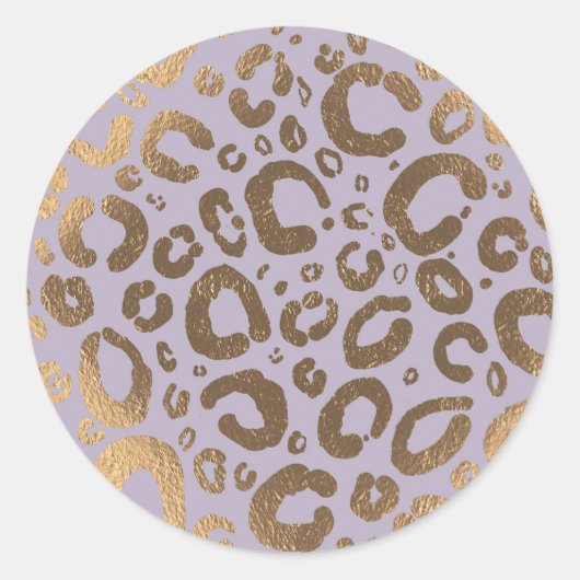 Sticker Rond Baby shower Empreinte de léopard Lavender Gold Cre (Devant)