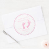 Sticker Rond Baby shower empreintes roses (Enveloppe)