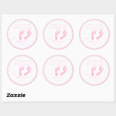 Sticker Rond Baby shower empreintes roses (Feuille)