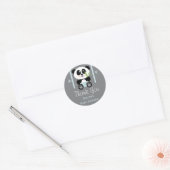 Sticker Rond Baby shower en bambou bleu Panda Merci rond (Enveloppe)