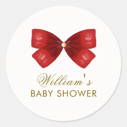 Sticker Rond Baby shower en bois d'aquarelle simple rouge (Devant)