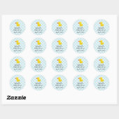Sticker Rond Baby shower en caoutchouc En vichy bleu (Feuille)