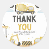 Sticker Rond Baby Shower En Construction (Devant)