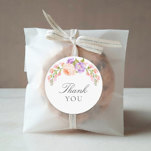 Sticker Rond Baby shower en fleur violet