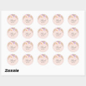 Sticker Rond Baby shower en fleur violet (Feuille)