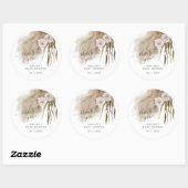 Sticker Rond Baby shower en laiton rose rustique Pampas (Feuille)