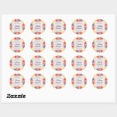 Sticker Rond Baby shower en marbre aux fleurs vives (Feuille)