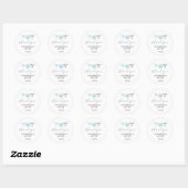 Sticker Rond Baby shower en Merci bleu Cute Favoriser (Feuille)