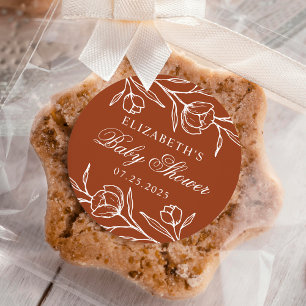Sticker Rond Baby shower en terre cuite florale