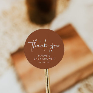 Sticker rond Baby shower en terre cuite Moderne Si