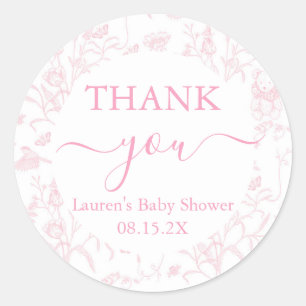 Sticker Rond Baby shower en toile rose fille
