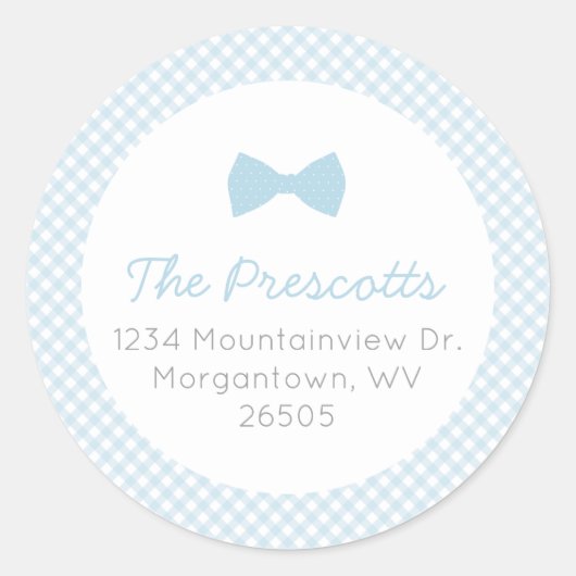 Sticker Rond Baby shower en vichy (Devant)