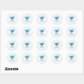Sticker Rond Baby shower En vichy bleu Cute Pastel (Feuille)