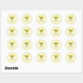 Sticker Rond Baby shower En vichy Jaune Pastel (Feuille)