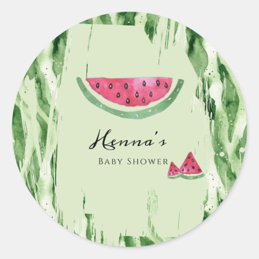 Sticker Rond Baby Shower Été Pastèque (Devant)
