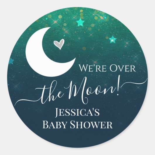 Sticker Rond Baby Shower Étoile Ciel Lune (Devant)