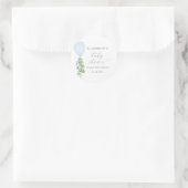 Sticker Rond Baby Shower Eucalyptus Ballon Bleu (Sac)
