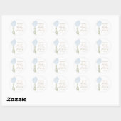 Sticker Rond Baby Shower Eucalyptus Ballon Bleu (Feuille)