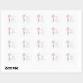Sticker Rond Baby shower Eucalyptus rose (Feuille)