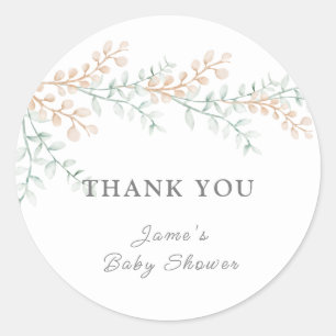 Sticker Rond Baby shower Eucalyptus simple et élégant