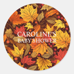 Sticker Rond Baby shower Fall Leaves Delights