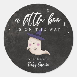 Sticker Rond Baby shower fantôme de la petite fille de Boo Hal