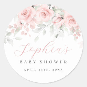 Sticker Rond Baby-Shower Fard à Joues Fleurit