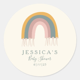 Sticker Rond Baby shower Favori Pastel Boho Soft Personnalisé