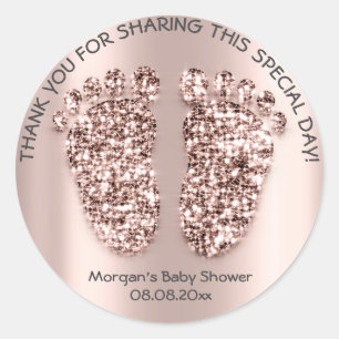 Sticker Rond Baby shower Favoriser Merci Élégant Garçon Fille V