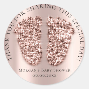 Sticker Rond Baby shower Favoriser Merci Parties scintillant fi