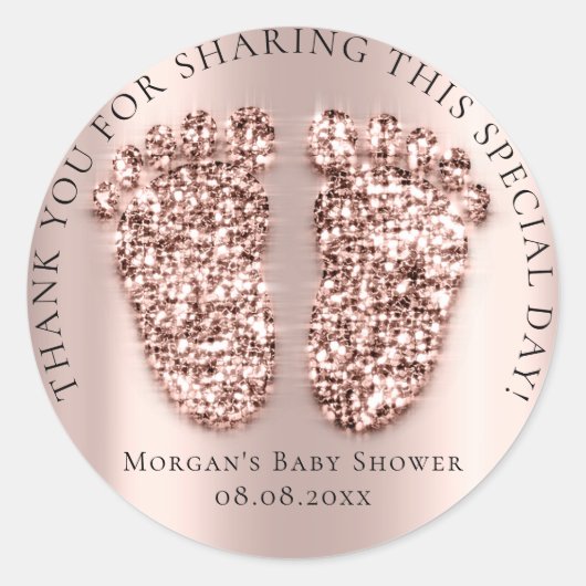 Sticker Rond Baby shower Favoriser Merci Parties scintillant fi (Devant)
