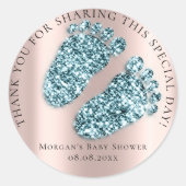 Sticker Rond Baby shower Favoriser Parties scintillant de remer (Devant)