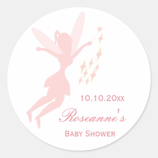 Sticker Rond Baby shower féerique rose (Devant)