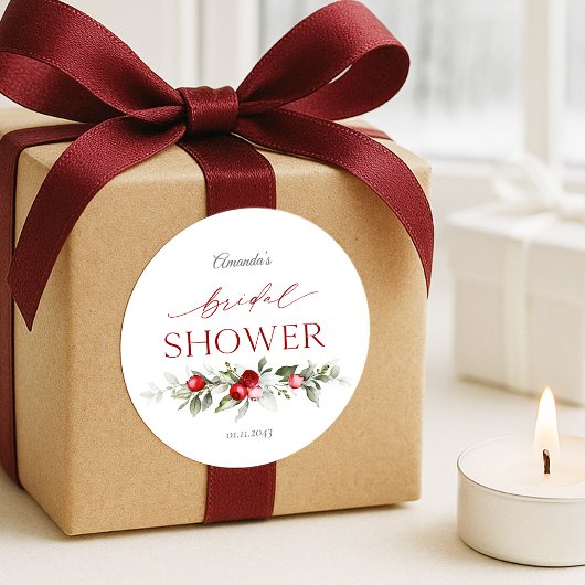 Sticker Rond Baby Shower Fête de Mariage Baie d'Hiver 