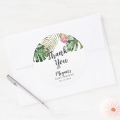 Sticker Rond Baby shower Feuille d'aquarelle tropicale (Enveloppe)