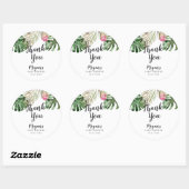 Sticker Rond Baby shower Feuille d'aquarelle tropicale (Feuille)