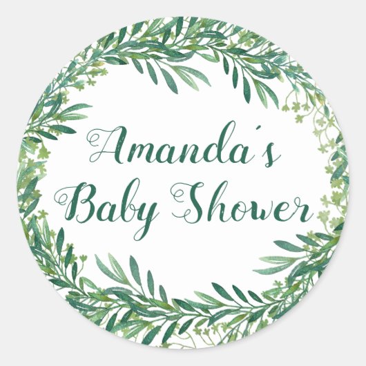 Sticker Rond Baby shower Feuille vert (Devant)