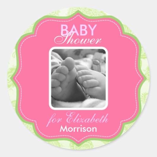 Sticker Rond Baby shower fille (Devant)