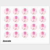 Sticker Rond Baby Shower Fille (Feuille)