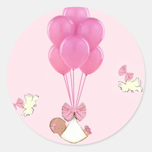 Sticker Rond Baby Shower Fille (Devant)