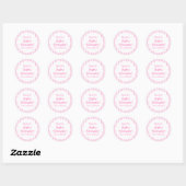 Sticker Rond Baby shower FILLE Bandes roses V8 (Feuille)