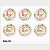 Sticker Rond Baby shower fille d'animaux rustiques de bois (Feuille)