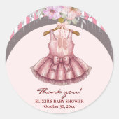 Sticker Rond Baby shower Fille de Ballet Rose Tutu Ballerina mo (Devant)