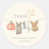 Sticker Rond Baby shower fille de Citrouille  d'automne (Devant)