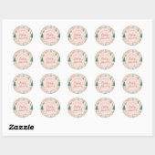 Sticker Rond Baby Shower Fille d'Hiver (Feuille)