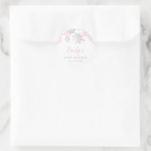 Sticker Rond Baby shower Fille D'Hiver Rose Et Argent (Sac)