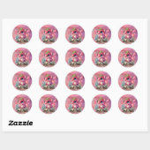 Sticker Rond Baby shower Fille Dragon Rose Hot (Feuille)