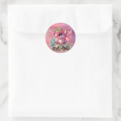 Sticker Rond Baby shower Fille Dragon Rose Hot (Sac)