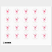 Sticker Rond Baby shower Fille en tenue de fraise (Feuille)